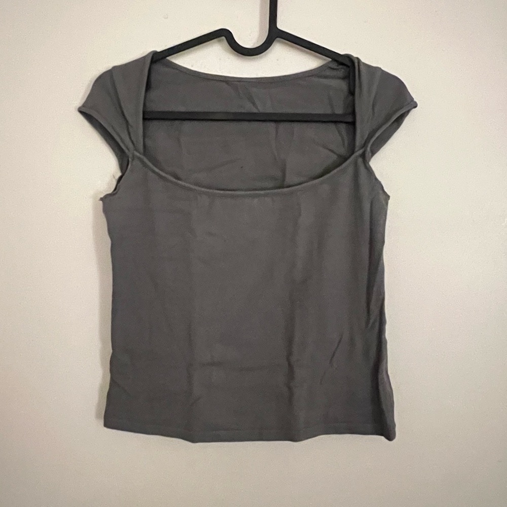 Brandy Melville Charcoal Gray Cap Sleeve Top